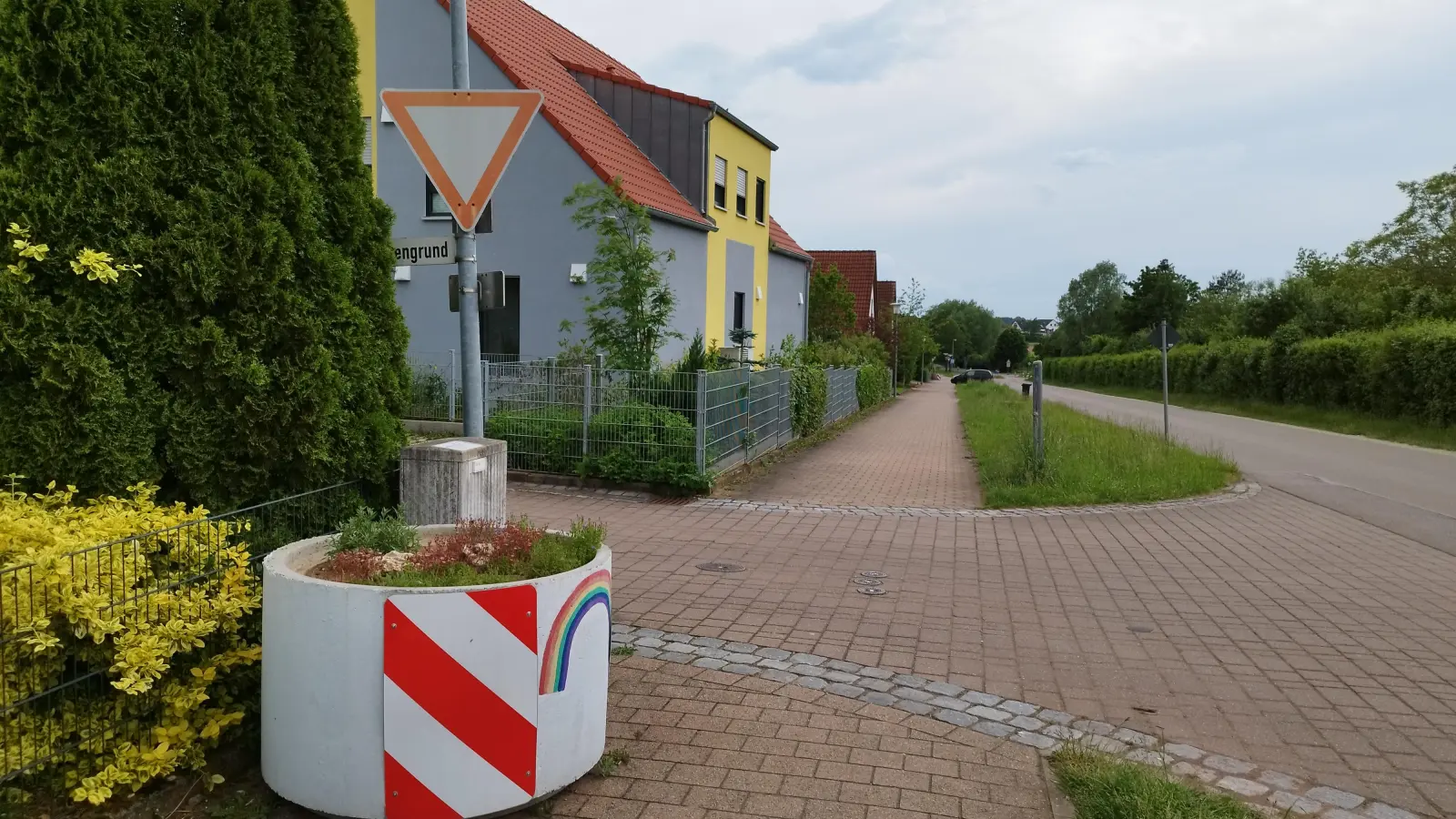 Auch die Pflanztröge, die der Bauhof aufgestellt hat, haben nicht dazu geführt, dass die Radfahrer langsamer unterwegs sind. Der Stadtrat überlegt nun, Bügel zu installieren. (Foto: Robert Maurer)