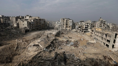 Im Krieg zerstörte Häuser in Aleppo (Syrien). (Foto: Hassan Ammar/AP/dpa)