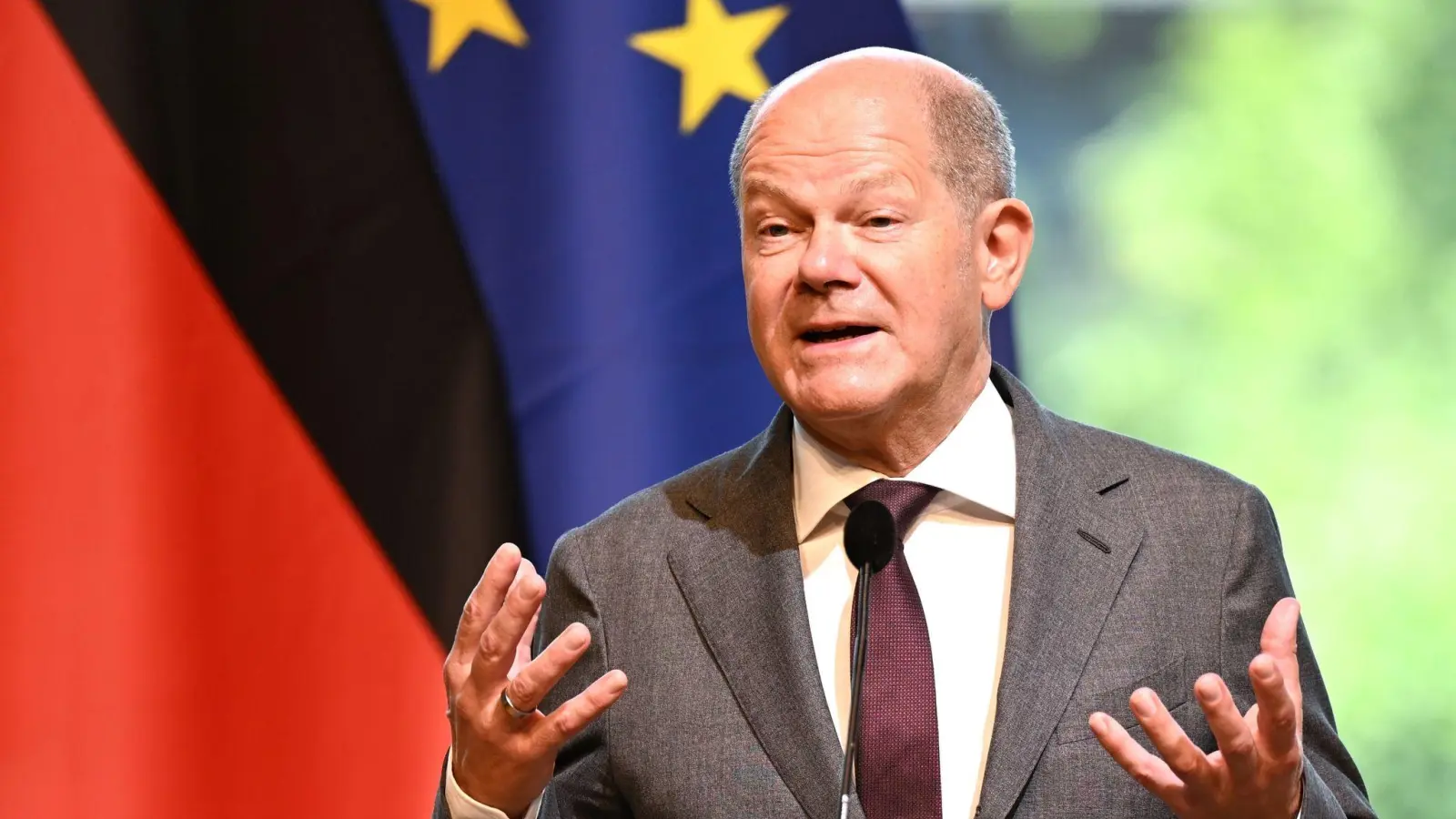 Bundeskanzler Olaf Scholz (SPD) dringt auf eine Einigung bei der geplanten Reform des EU-Asylsystems. (Foto: Barbara Gindl/APA/dpa)