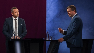 AfD-Spitzenkandidat Ulrich Siegmund und CDU-Spitzenkandidat Sven Schulze stehen sich noch bei mehreren Duellen gegenüber. (Archivbild) (Foto: Klaus-Dietmar Gabbert/dpa)