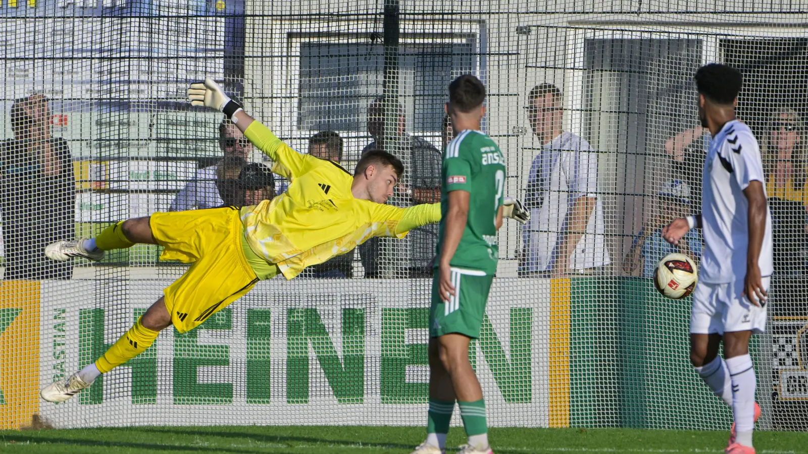 Und wieder schlägt es ein: SpVgg-Torwart Heiko Schiefer kann das 0:2 nicht verhindern. (Foto: Martin Rügner)