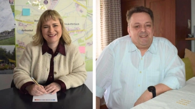 Claudia Wust und Richard Schwemmer treten in Neuhof für das Bürgermeister-Amt an. (Fotos: Ute Niephaus)