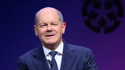 Bundeskanzler Olaf Scholz (SPD) spricht beim Tag der deutschen Industrie 2024 des Bundesverbandes der Deutschen Industrie (BDI). (Foto: Bernd von Jutrczenka/dpa)