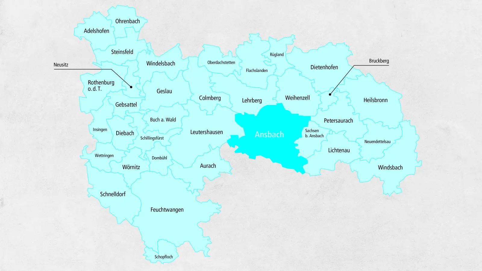 Der Stimmkreis Ansbach-Nord zur Bezirkswahl 2023: Wer hier als Direktkandidat zur Wahl steht, sehen Sie auch in unserer Bildergalerie. (Foto: Susanne Pfahler)