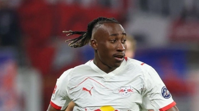 Leipzigs Yan Diomande war auch beim 3:1 gegen Union Berlin ein Aktivposten.  (Foto: Jan Woitas/dpa)