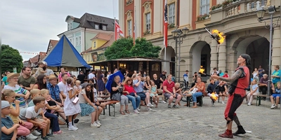 Beim letztjährigen Altstadtfest hatten die Veranstalter zum Beispiel mit mittelalterlichen Aufführungen vor dem Rathaus für einen gut gefüllten Platz gesorgt. Im Rathaus indes gibt es einige leere Plätze. (Archivbild: Katrin Merklein)