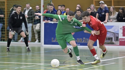 Nicht zu stoppen war im Finale der TSV Nördlingen mit Jens Schüler (links), der den TSV Rain (rechts Anes Zuhanovic) mit 7:1 besiegte. (Foto: Martin Rügner)