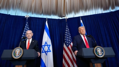 US-Präsident Trump und Israels Premier Netanjahu sehen den Iran weiter als Bedrohung.  (Foto: Alex Brandon/AP/dpa)