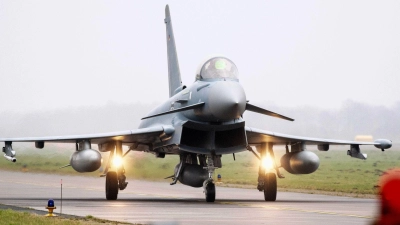 Ein Eurofighter am Fliegerhorst Wittmundhafen. (Foto: Hauke-Christian Dittrich/dpa)