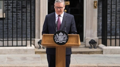 Großbritanniens Premierminister Keir Starmer kündigt seinen Rücktritt an. (Foto: Kin Cheung/AP/dpa)
