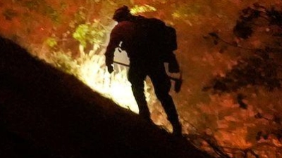 Das Bridge Fire in Kalifornien hat sich innerhalb weniger Stunden explosionsartig ausgebreitet. (Foto: Jae C. Hong/AP/dpa)