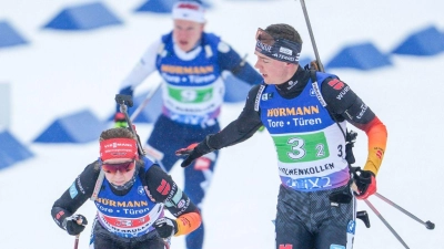 Selina Grotian (l) und Justus Strelow beim Wechsel. (Foto: Javad Parsa/NTB Scanpix via AP/dpa)