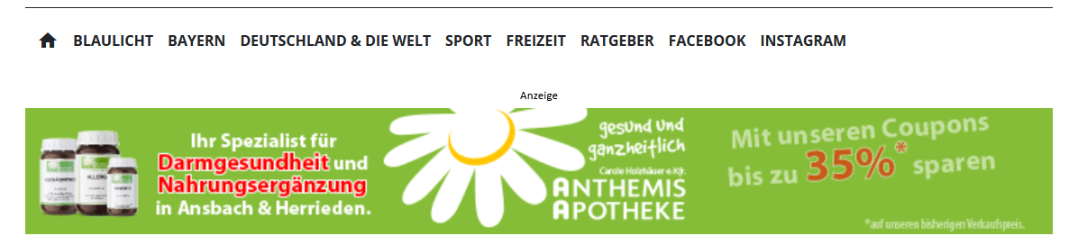 Screenshot eines Banners