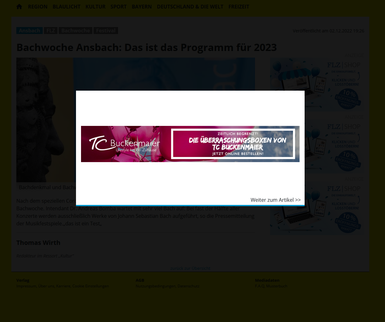 Screenshot der Sponsorwall